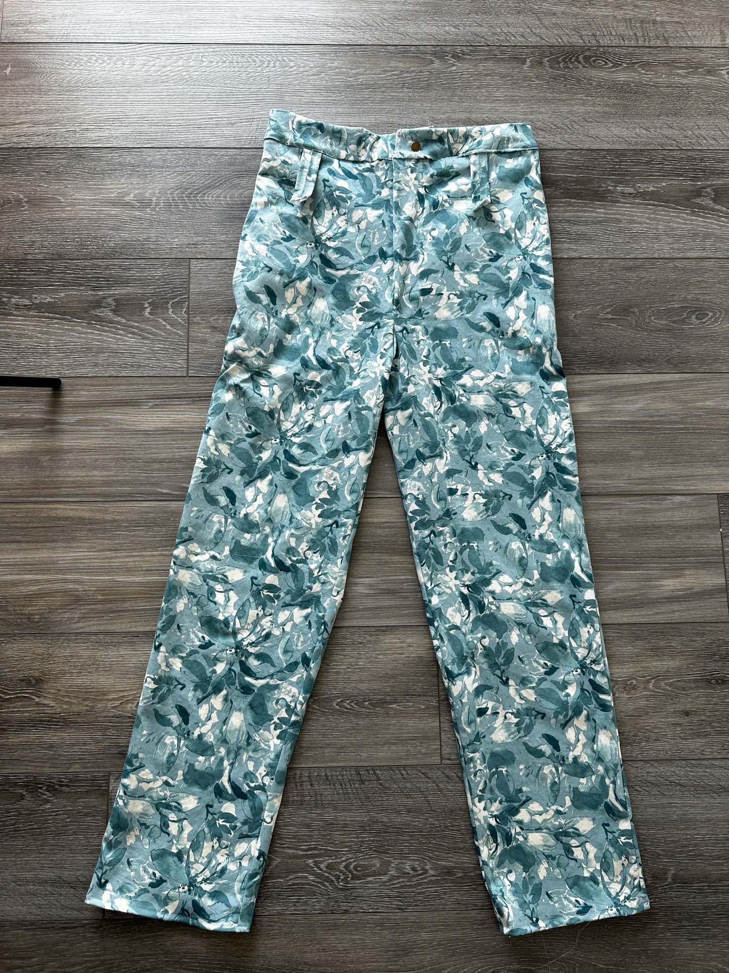 Blue Floral Denim Pant