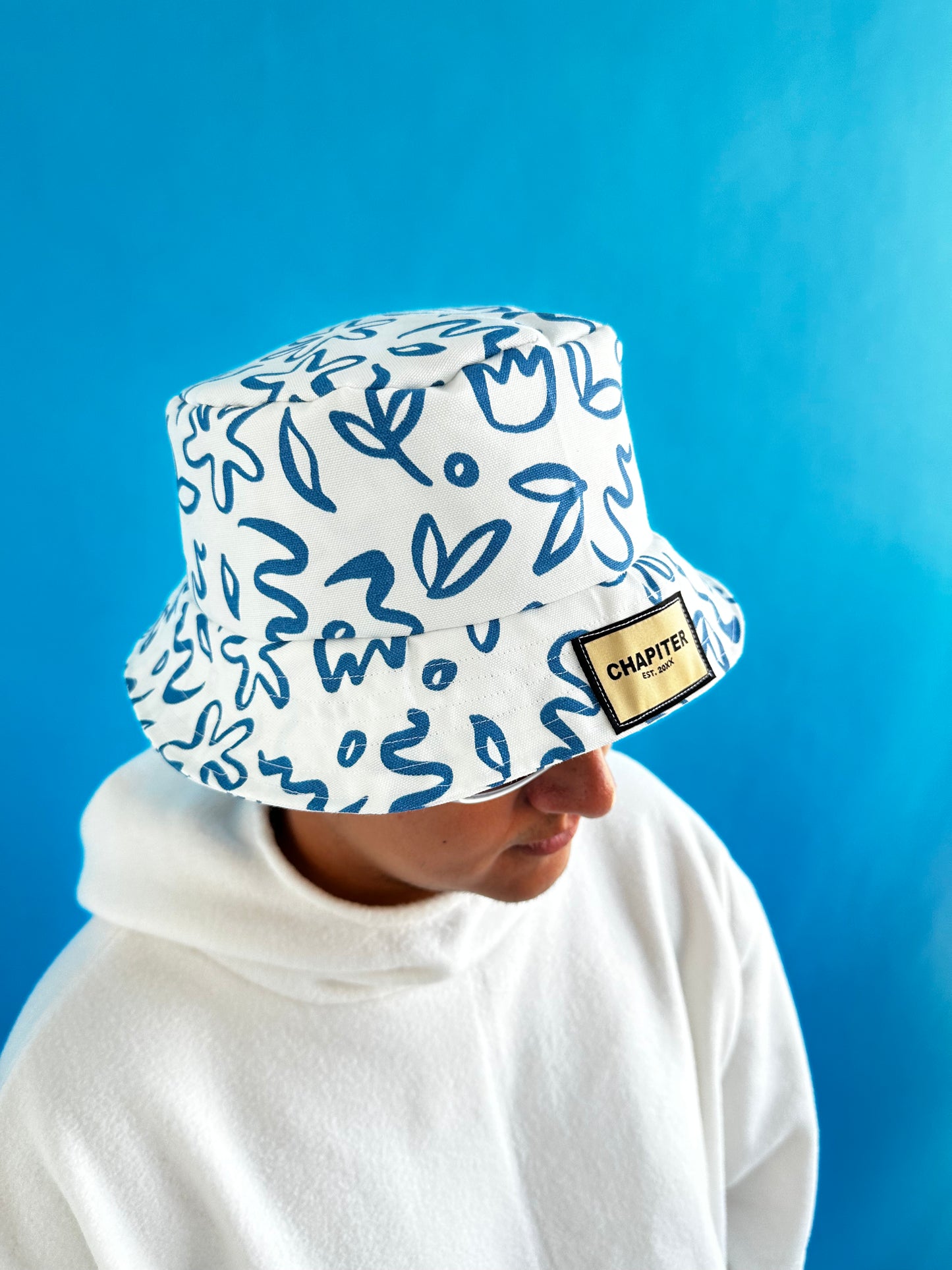 Blue Squiggle Bucket Hat