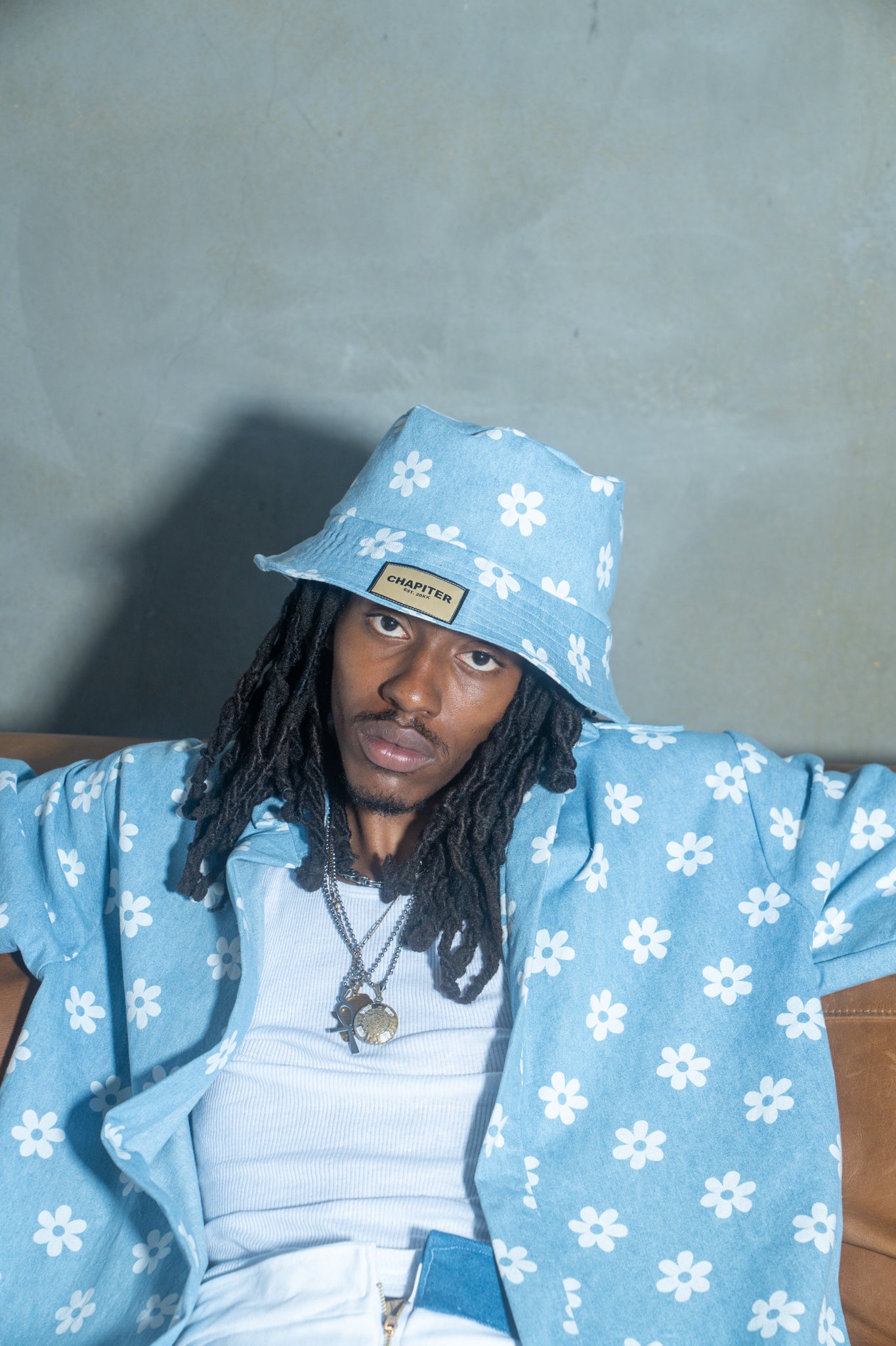 Denim Flowers Bucket Hat
