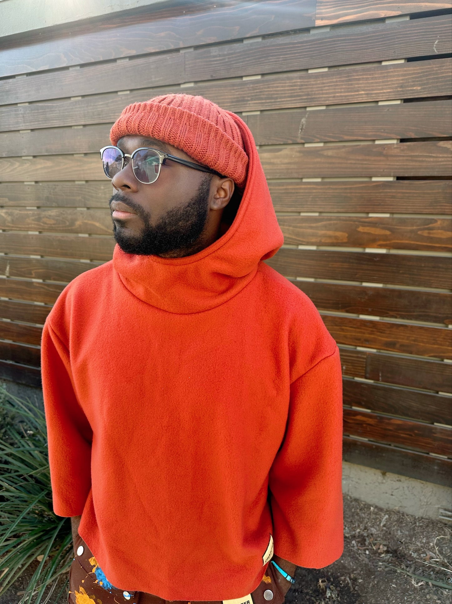 Orange Cropped Hoodie