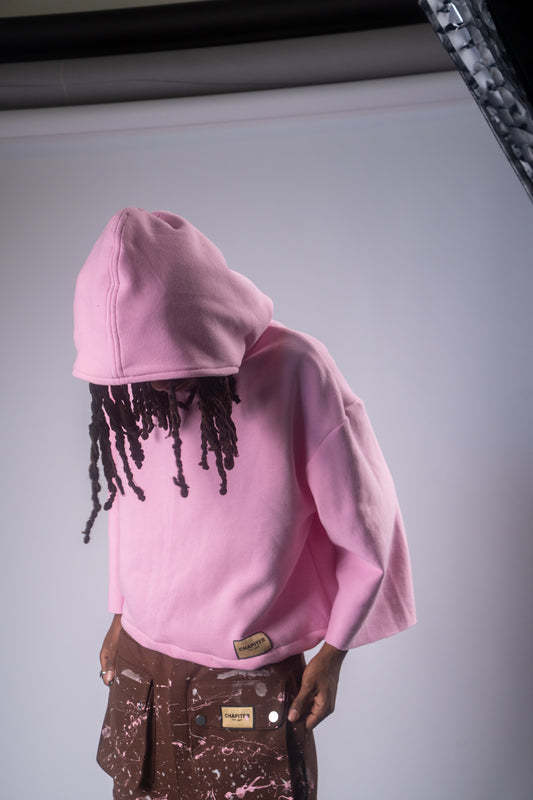 Pink Cropped Hoodie